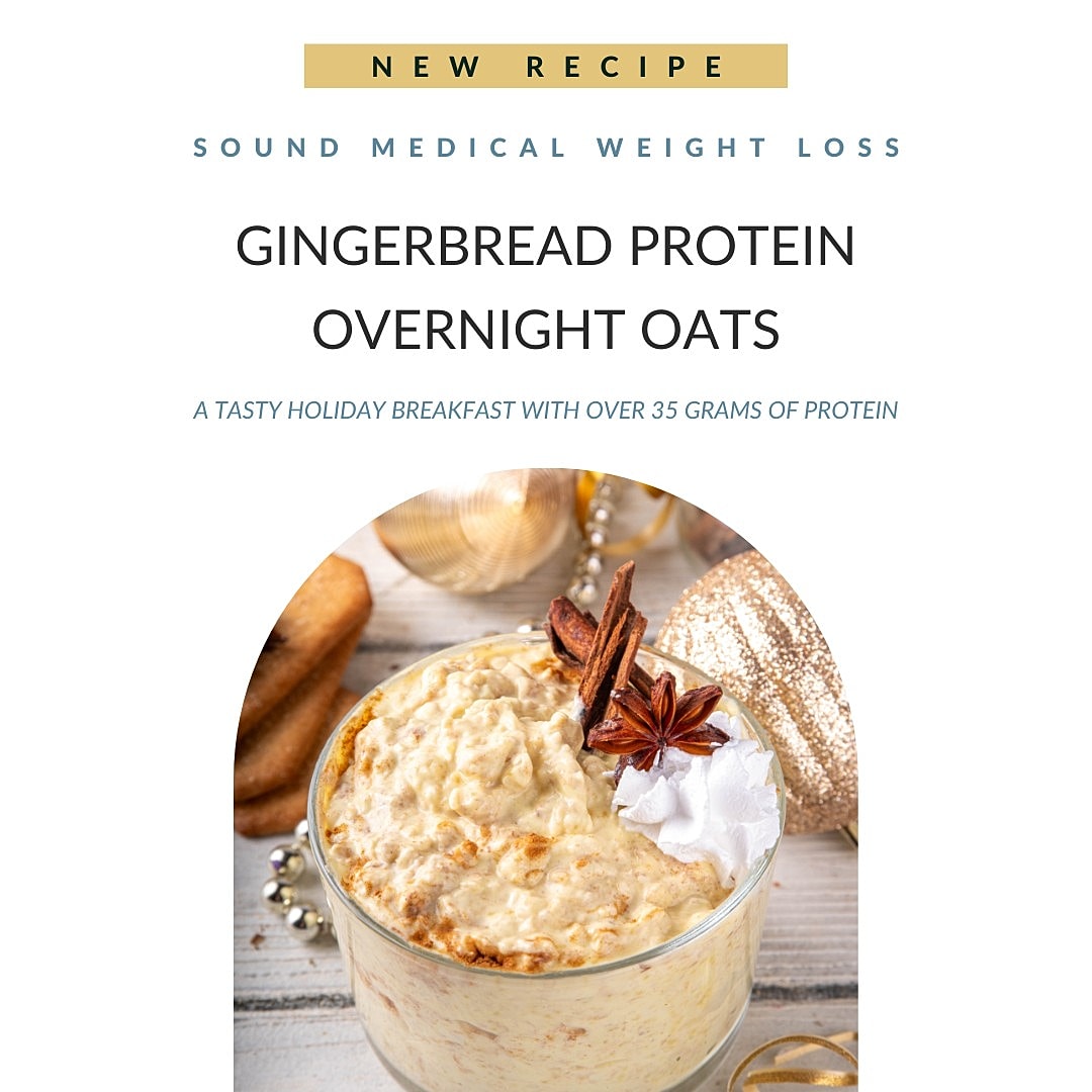 Gingerbread protein overnight oats in festive setting
