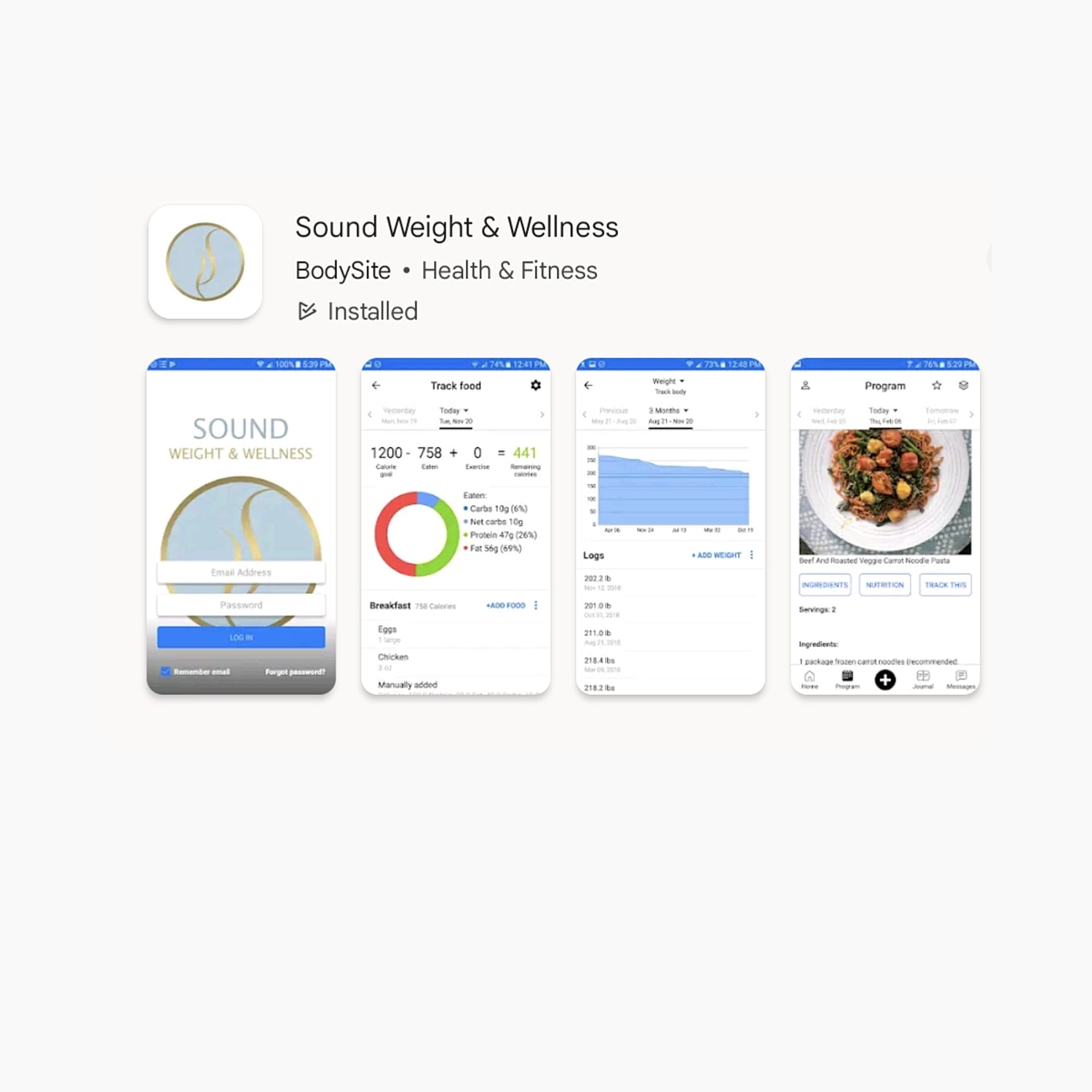 Health and fitness app interface screenshot.