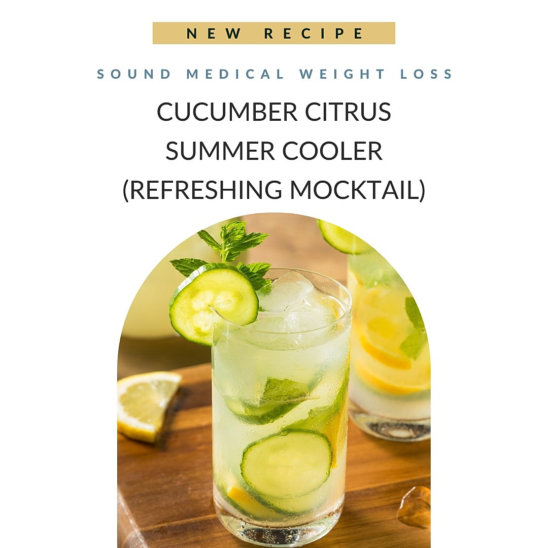 Refreshing cucumber citrus summer mocktail recipe.