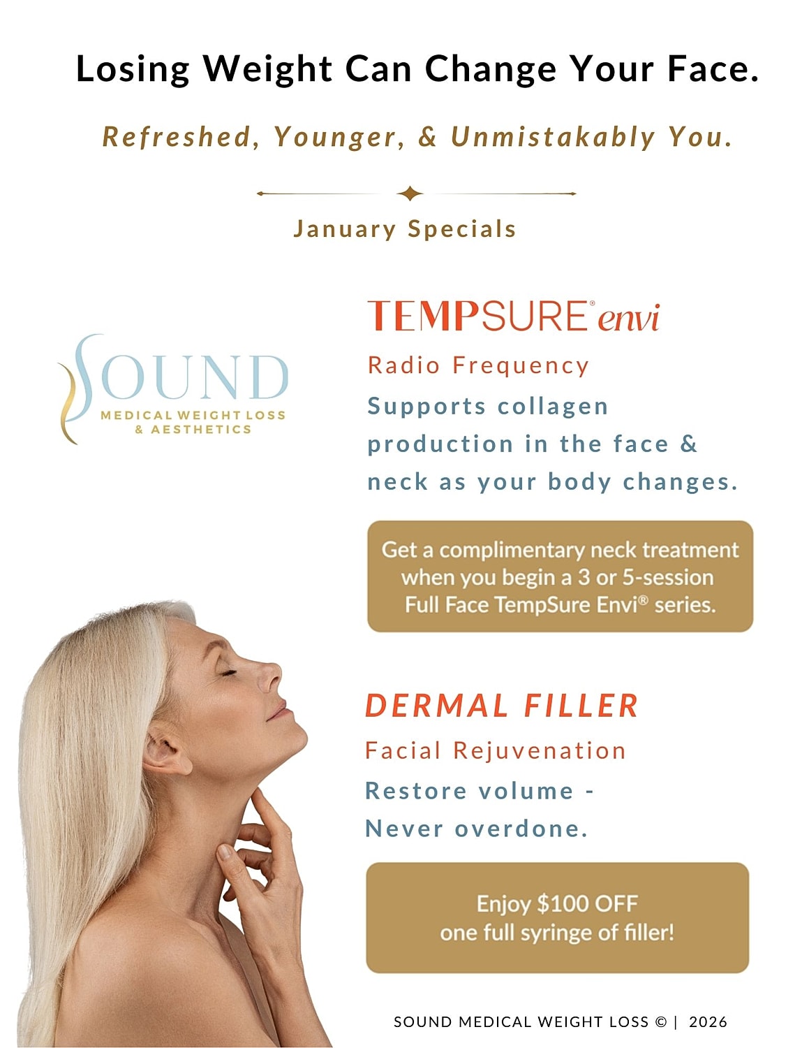 Weight loss and facial rejuvenation promotional image.