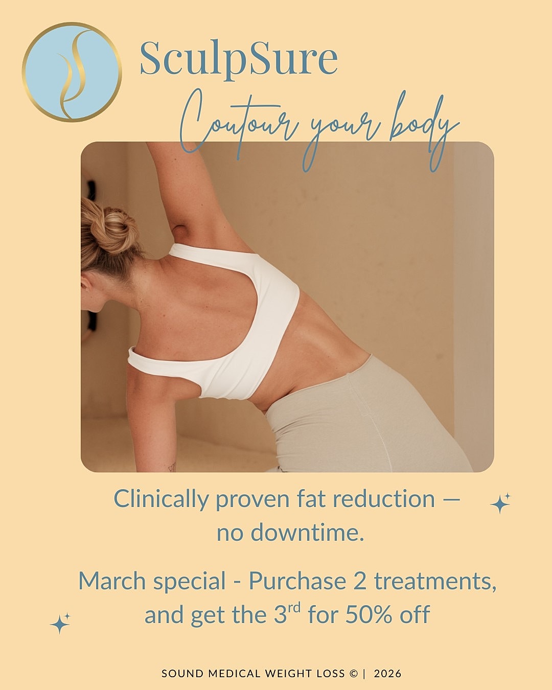 Body contouring promotion with SculpSure treatment.